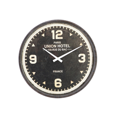 Liberta - Maison UNION Ρολόι Τοίχου Μεταλλικό Μαύρο/Λευκό με Γυαλί Φ39x5.2cm 016740