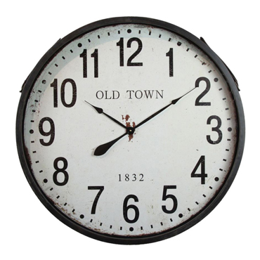 Liberta - Maison OLD TOWN Ρολόι Τοίχου 80x80x10cm Μέταλλο Μαύρο Λευκό Γυαλί 016748