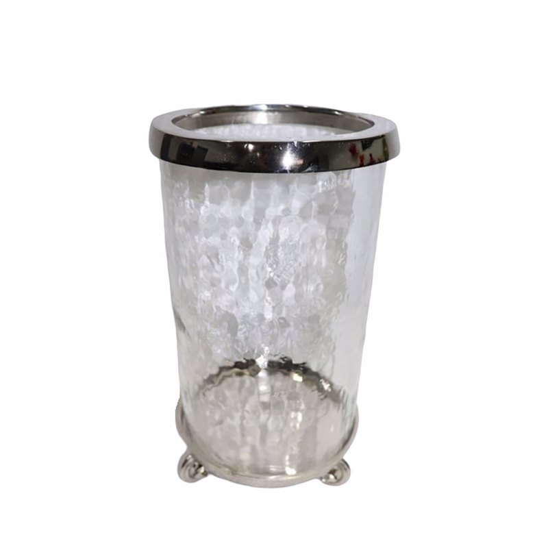 Liberta - Maison ARGENTUM Βάση Ρεσώ Γυάλινη Διάφανη με Ασημί Αλουμίνιο Φ18x34cm 018192