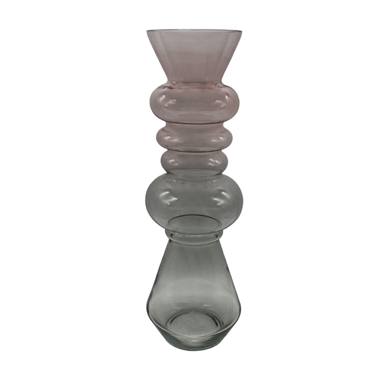Liberta-Maison Forme Βάζο 14x14x46cm Γυαλί Ροζ Πράσινο 019583