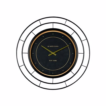 Liberta - Maison ROYAL BLACK Ρολόι Τοίχου Μεταλλικό/Γυάλινο Μαύρο/Χρυσό Φ70x5.7cm 019912