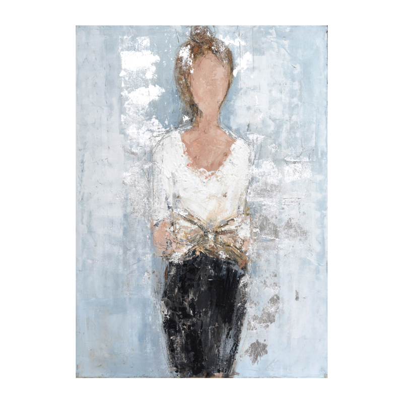 Liberta - Maison DAME 2 Πίνακας Καμβάς με Γκρι/Λευκό/Μαύρο/Χρυσό Ξύλο 90x120x3cm 020053