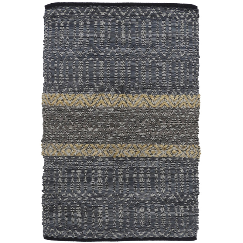 Liberta-Maison Stripe Χαλακι 60x90cm Δέρμα Γκρι Μπεζ 020503