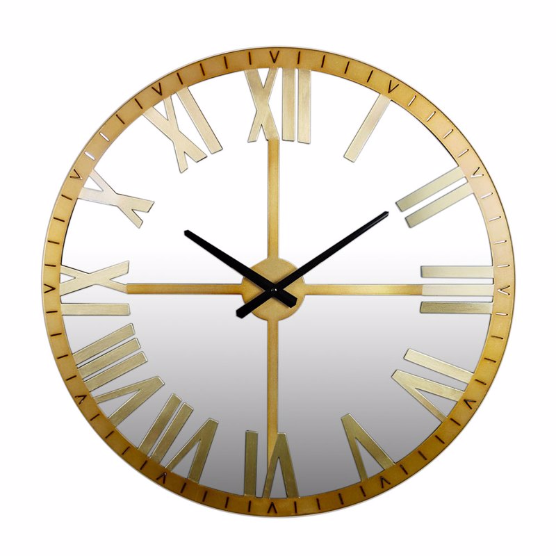 Liberta - Maison IDOLE GOLD Ρολόι Τοίχου Μεταλλικό Χρυσό με Καθρέπτη Φ60x6cm 020592