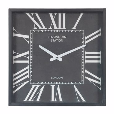Liberta - Maison SQUARE Ρολόι Τοίχου Μεταλλικό Μαύρο/Λευκό με Γυαλί 40x40x9cm 020597