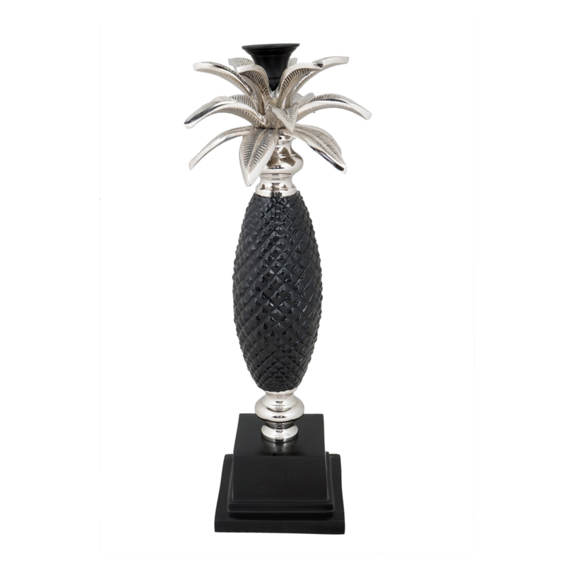 Liberta - Maison ANANAS Κηροπήγιο Μεταλλικό Ασημί/Μαύρο 13x13x44cm 020949