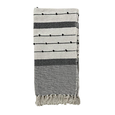 Liberta - Maison SAND Ριχτάρι Διακοσμητικό 125x150cm Βαμβάκι Λευκό Μαύρο 021648