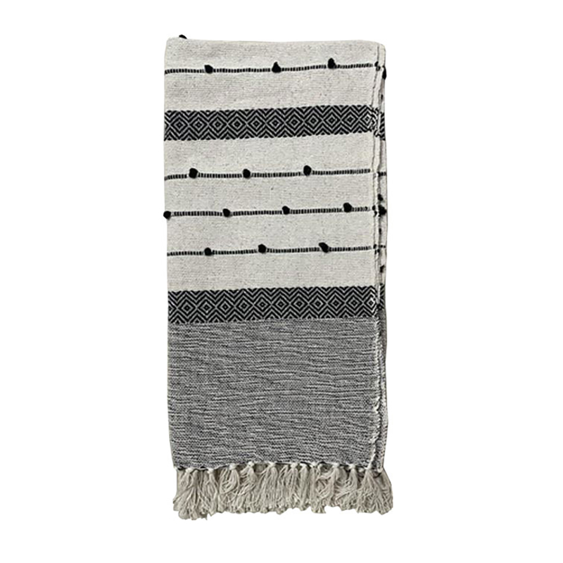 Liberta - Maison SAND Ριχτάρι Διακοσμητικό 125x150cm Βαμβάκι Λευκό Μαύρο 021648
