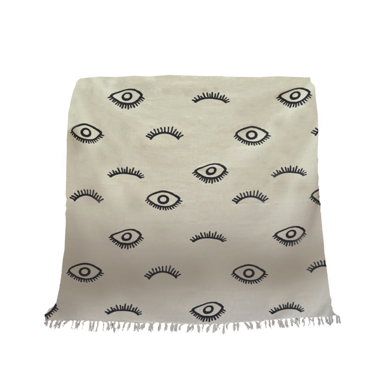 Liberta - Maison EYES WHITE Ριχτάρι Βαμβακερό Λευκό/Μαύρο 130x170cm 021787