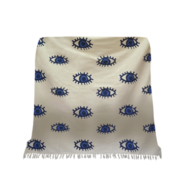 InTheBox EYES BLUE Ριχτάρι Βαμβάκι Λευκό/Μπλε 130x170cm 021789