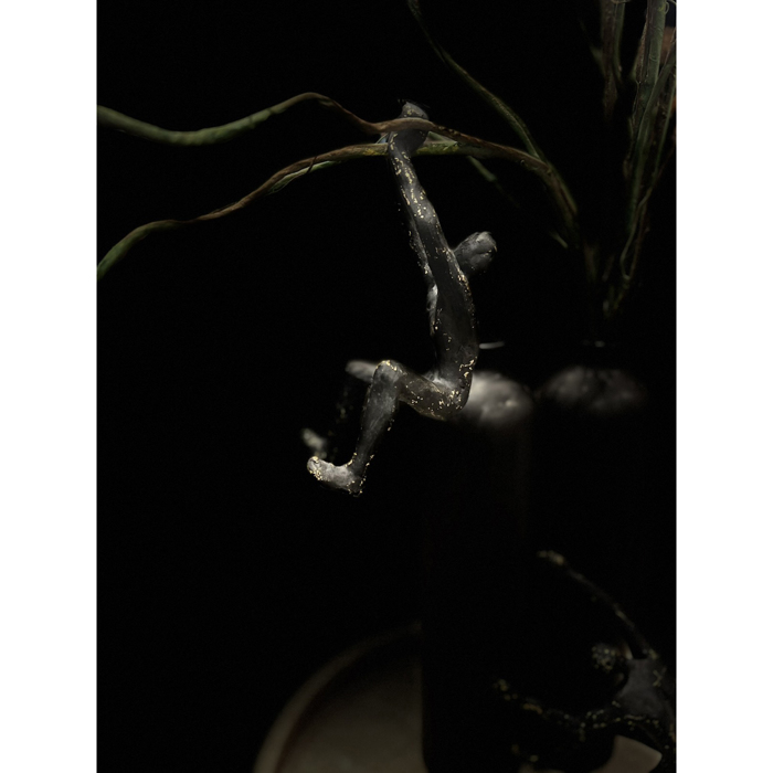 Liberta - Maison CLIMBER DECO Diakosmitiko Toixou Resin Mavro me Xruses Pinelies 13x9x23cm 021829