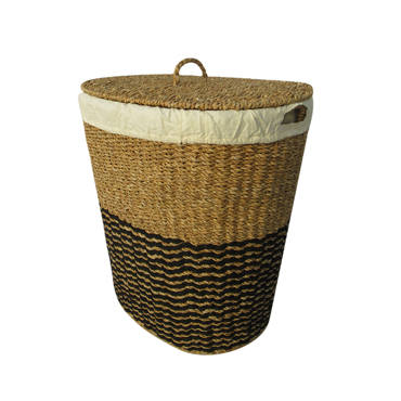 Liberta-Maison Nikki Καλάθι Με Καπάκι 50x50x50cm Seagrass Φυσικό Μαύρο Hogla Rope Λευκό 021999
