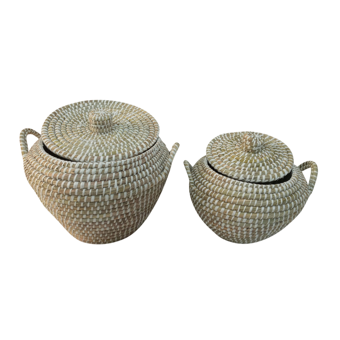Liberta-Maison Areli Kalathi Me Kapaki Set 2tmx 45x45x30cm Kansgrass Fusiko PVC 022025