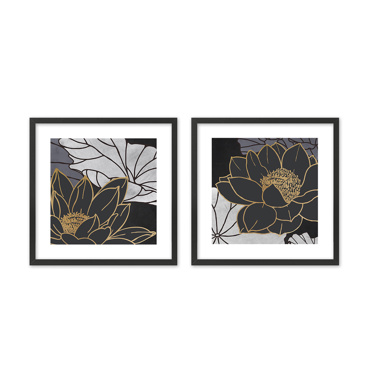 Liberta - Maison FIGERES Σετ των 2 Πίνακας από Χαρτί και MDF Πολύχρωμο με Μαύρη Κορνίζα 50x50x2cm 022045