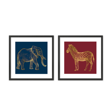 Liberta - Maison VASARI Σετ των 2 Πίνακας από Χαρτί και MDF Πολύχρωμο με Μαύρη Κορνίζα 50x50x2cm 022047