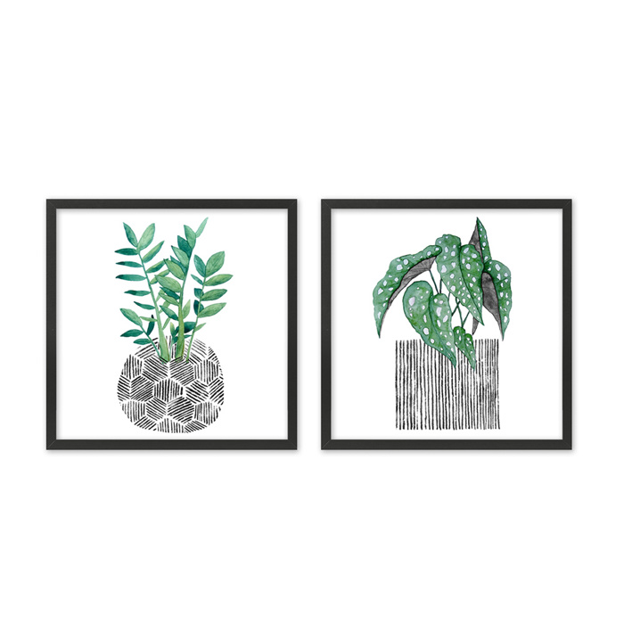 Liberta - Maison BILIA Set ton 2 Pinakas apo Xarti kai MDF Poluxromo kai Mavri Korniza 50x50x2cm 022052