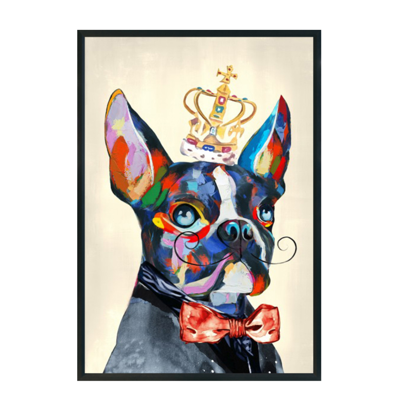Liberta - Maison KING DOG Πίνακας Καμβάς Πολύχρωμο Ξύλο με Μαύρη Κορνίζα 60x90x4.5cm 022085