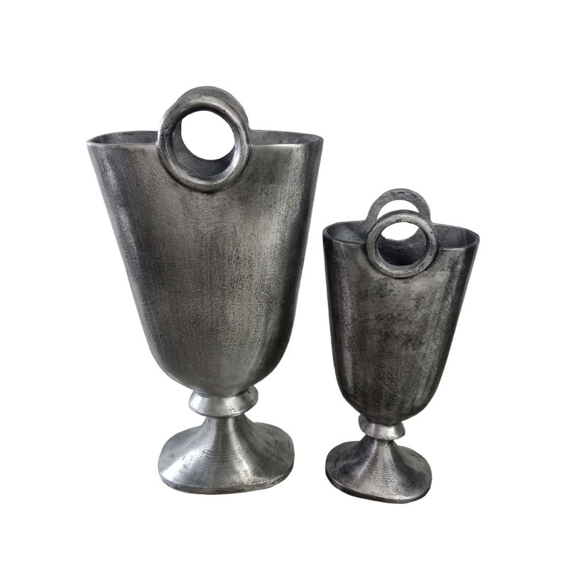 Liberta - Maison RENGO Σετ των 2 Βάζο Αλουμινίου Ασημί 