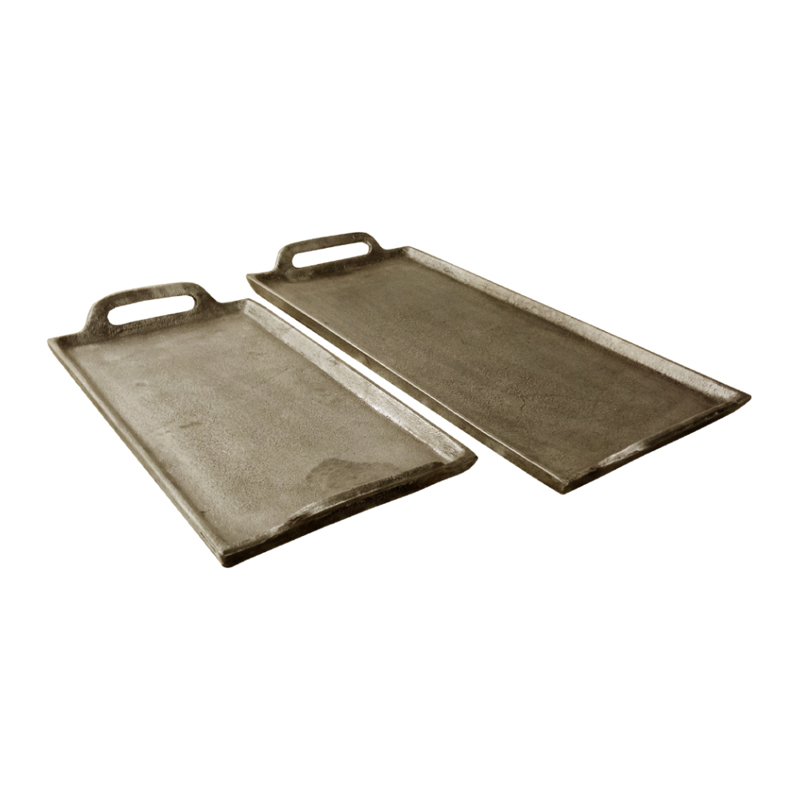 Liberta - Maison MINKAR Σετ των 2 Δίσκος Αλουμινίου Αντικέ Χρυσός 46x23x5cm 022202