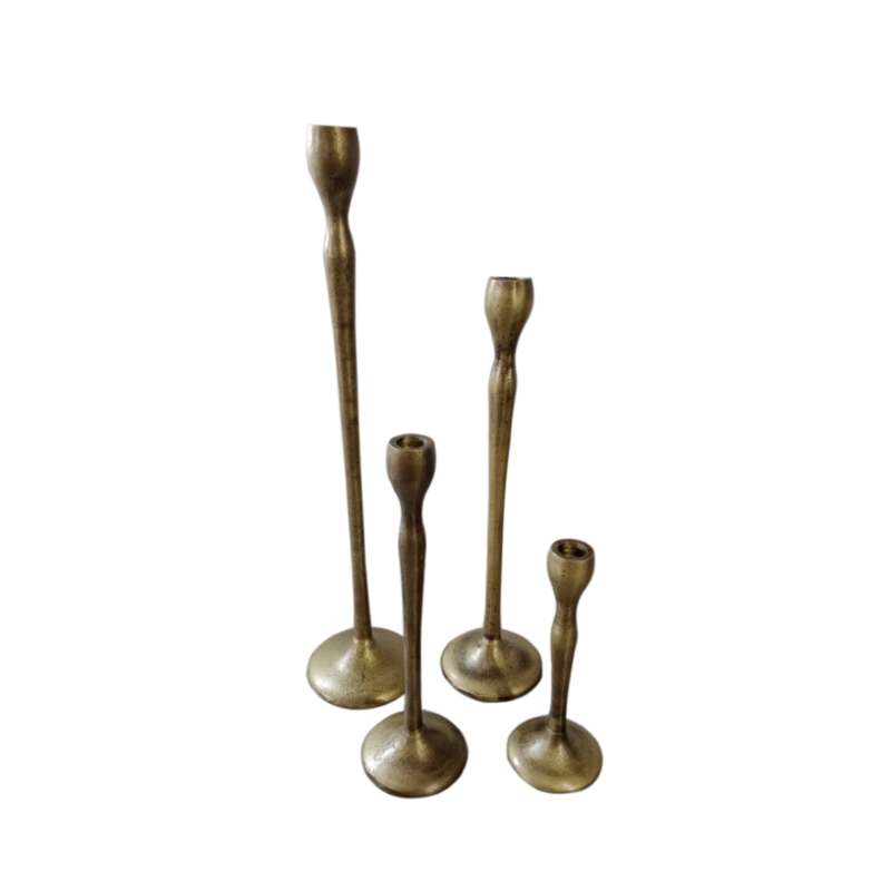 Liberta-Maison Jolie Κηροπήγιο Set 4Τμχ 13x13x50cm Αλουμίνιο Χρυσό Αντικε 022231