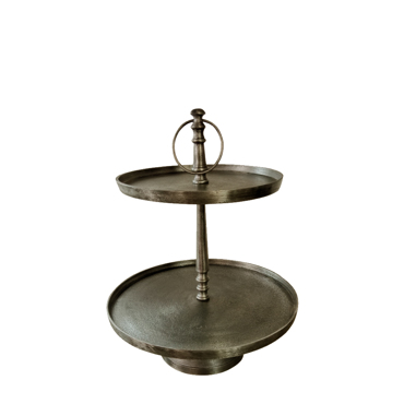 Liberta - Maison LOOP Stand Διώροφο Αλουμινίου Χρυσό Αντικέ Φ39x49cm 022257