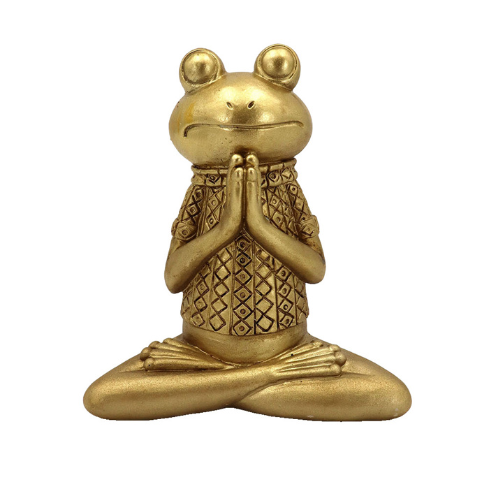 Liberta - Maison YOGA FROGIE Diakosmitikos Batraxos Resin Xrusos 12x6x13.5cm 022305