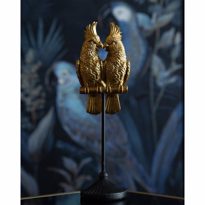 Liberta - Maison SAMGAI DECO Papagloi Resin Xrusoi se Mavro Stand 9.5x8x29.5cm 022732