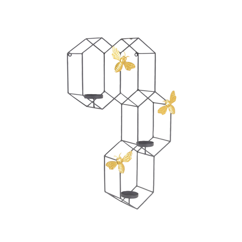 Liberta - Maison HIVE Κηροπήγιο Τοίχου Μεταλλικό Μαύρο/Χρυσό 30x9x45cm 023437