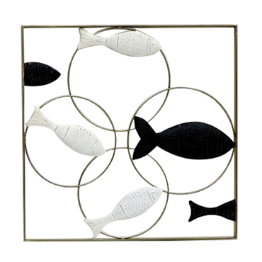 Liberta - Maison BRINE DECO Διακοσμητικό Τοίχου Μεταλλικό Λευκό/Μαύρο 50x2x50cm 023458