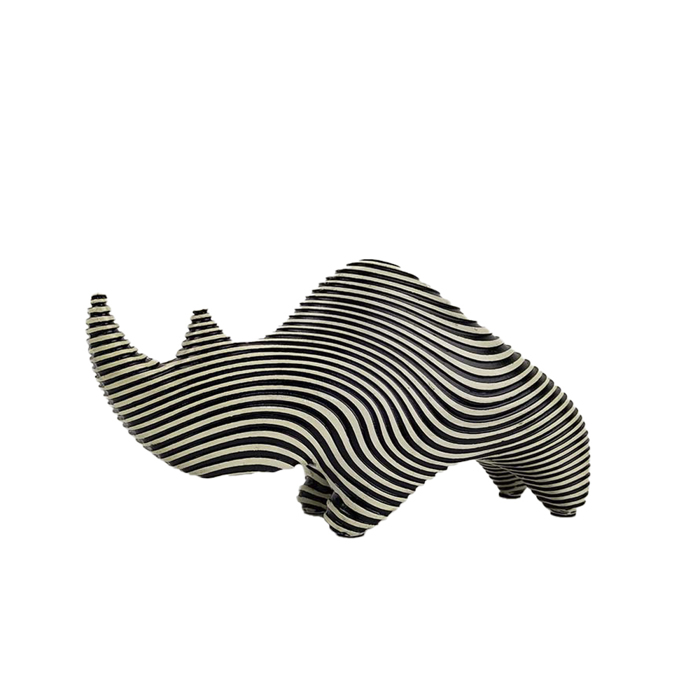 Liberta - Maison CHARLES Diakosmitiko Rinokeros Polyresin Lefko/Mavro 24x7x13cm 023481