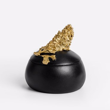 Liberta - Maison BLOOM 2 Κουτί Αποθήκευσης Resin Μαύρο/Χρυσό Φ9.5x9.7cm 023528