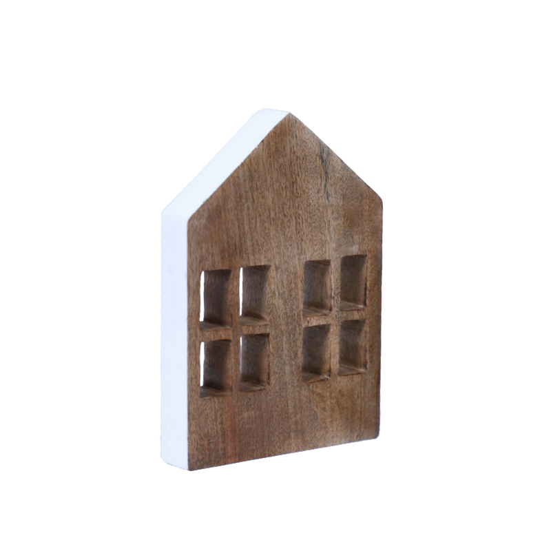 Liberta-Maison Muse Διακοσμητικό Σπίτι 12x3x18cm Ξύλο Mango Φυσικό Λευκό 023650