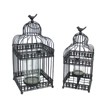 Liberta - Maison DAISY DECO Σετ των 2 Κλουβί Μεταλλικό Μαύρο 20x20x46cm/16x16x39cm 024128