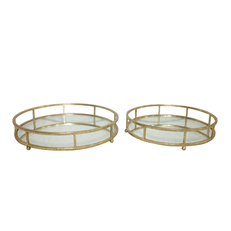 Liberta-Maison Flare Δίσκος 41x41x7cm Μέταλλο Χρυσό Καθρεπτης 024139
