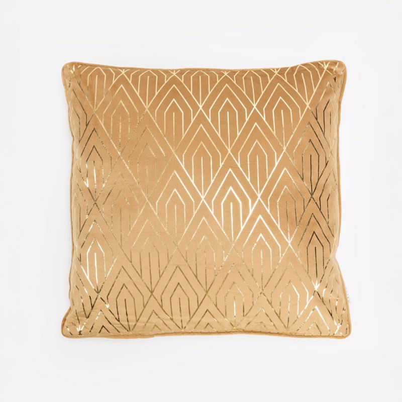 Liberta - Maison FAMA Διακοσμητικό Μαξιλάρι Βελούδινο Caramel/Χρυσό 45x45cm 025331