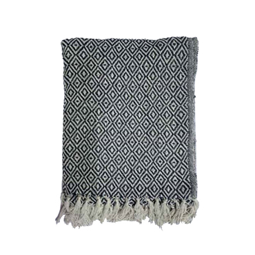 Liberta - Maison LANCE Ριχτάρι Διακοσμητικό 180x240cm Βαμβάκι Λευκό Μαύρο Polyester 026012