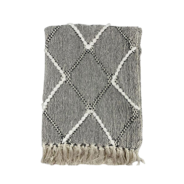 Liberta - Maison DEHO Ριχτάρι Διακοσμητικό 130x170cm Βαμβάκι Λευκό Μαύρο Polyester 026027