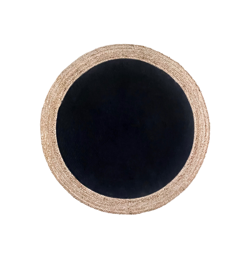 Liberta - Maison RAMI Χαλάκι Στρογγυλό 120x120cm Γιούτα Μαύρο Φυσικό 026044