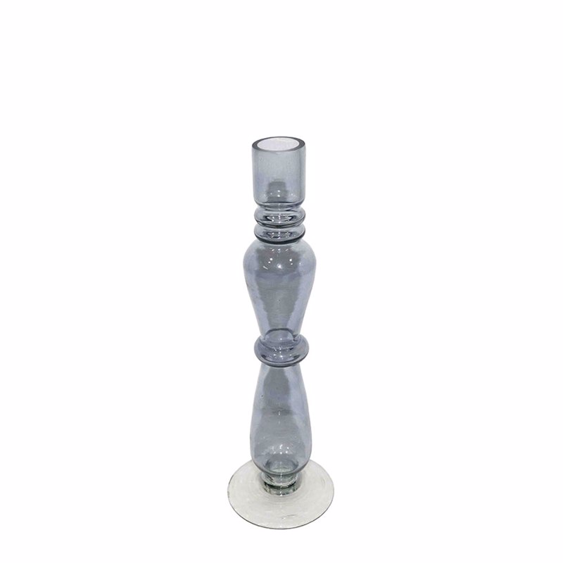 Liberta-Maison Ballon Κηροπήγιο 8x8x27cm Γυαλί Γκρι 026475