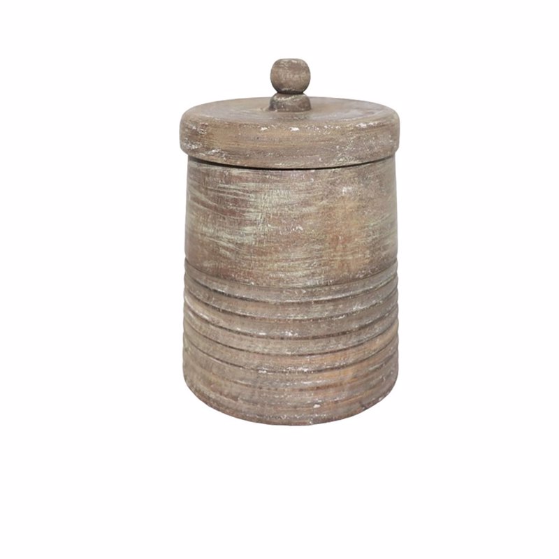 Liberta-Maison INDI Δοχείο Αποθήκευσης Με Καπάκι 12x12x17cm Ξύλο Φυσικό Antike 026517