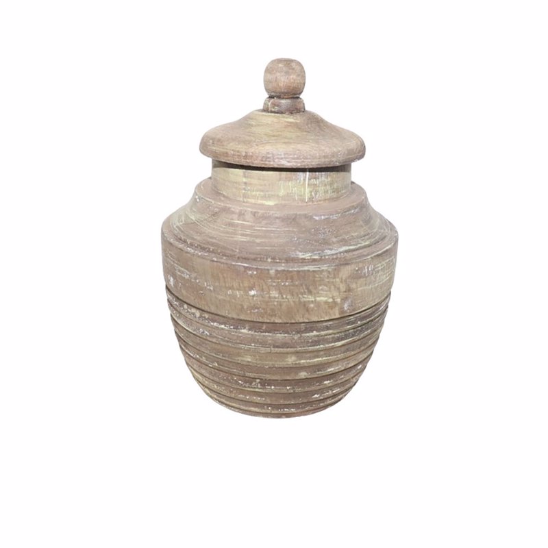 Liberta-Maison INDI Δοχείο Αποθήκευσης Με Καπάκι 12x12x18cm Ξύλο Φυσικό Antike 026518