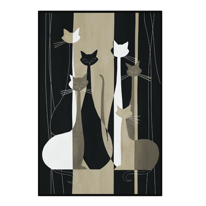 Liberta - Maison THE CATS Πίνακας Καμβάς Πολύχρωμος με Ξύλινη Κορνίζα Μαύρη 80x5x120cm 027151