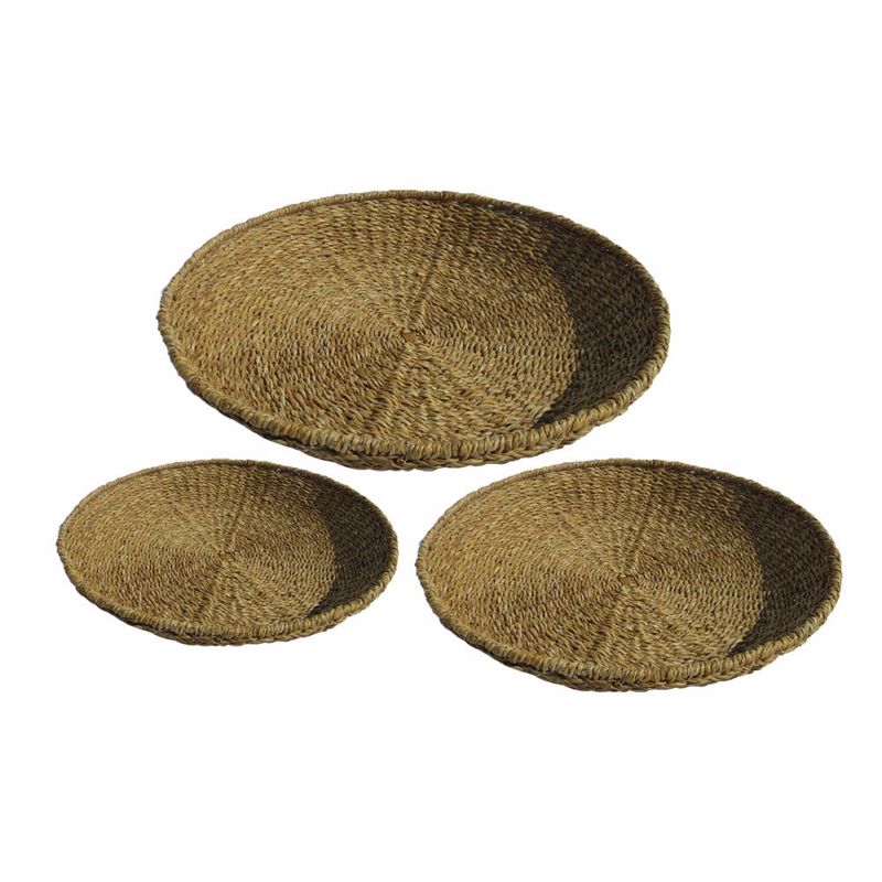 Liberta-Maison Nerea Δίσκος Set 3τμχ 55x55x8cm Seagrass Φυσικό Μέταλλο 027374