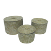 Liberta-Maison Nile Box Kalathi Me Kapaki Set 3tmx 35x35x25cm Kansgrass Fusiko Lefko PVC 027402
