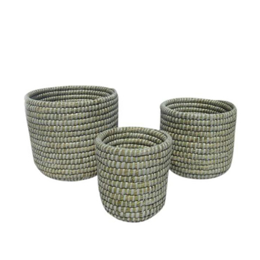 Liberta-Maison Nile Κασπώ Set 3τμχ 25x25x25cm Kansgrass Φυσικό Λευκό PVC 027421
