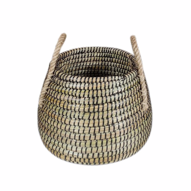 Liberta-Maison Kenya L Καλαθι Αποθήκευσης 43x43x36cm Kansgrass Φυσικό Μαύρο PVC 027436