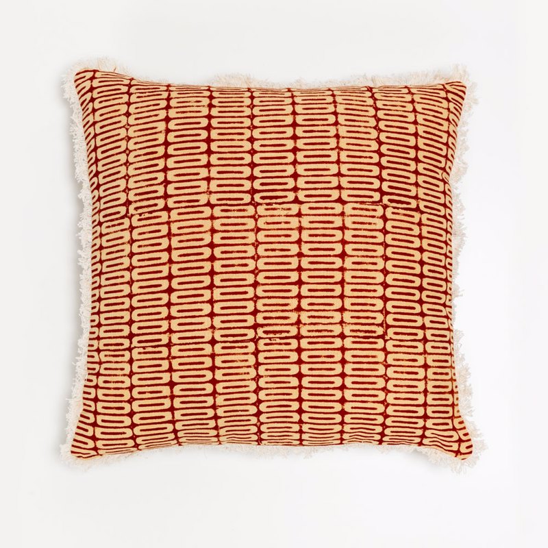 Liberta - Maison FIRED BRICK A Διακοσμητικό Μαξιλάρι Βαμβάκι/Βισκόζη Κεραμιδί/Μπεζ 50x50cm 027903