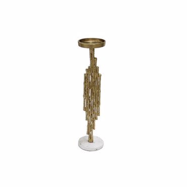 Liberta REED 42,5 ΚΗΡΟΠΗΓΙΟ 10x10x43cm ΑΛΟΥΜΙΝΙΟ ΧΡΥΣΟ ANTIQUE ΛΕΥΚΟ ΜΑΡΜΑΡΟ 027937