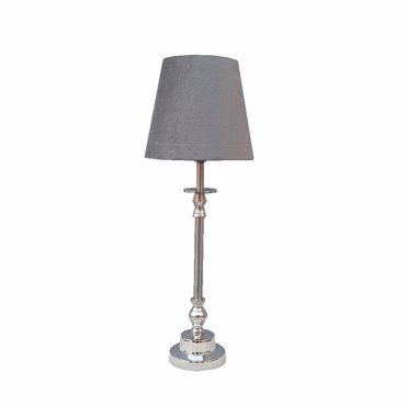 Liberta-Maison Helge Φωτιστικό Επιτραπέζιο 12x18x51cm Αλουμίνιο Ασημί Βελούδο Γκρι 028230