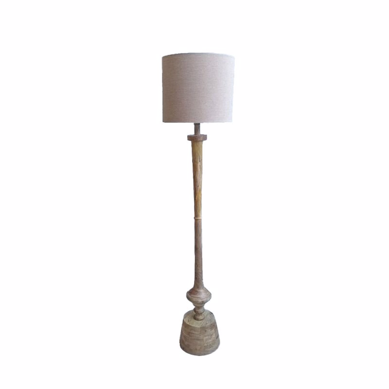 Liberta-Maison Rene Φωτιστικό Επιδαπέδιο 35x35x161cm Ξύλο Φυσικό Ύφασμα Μπεζ 028255